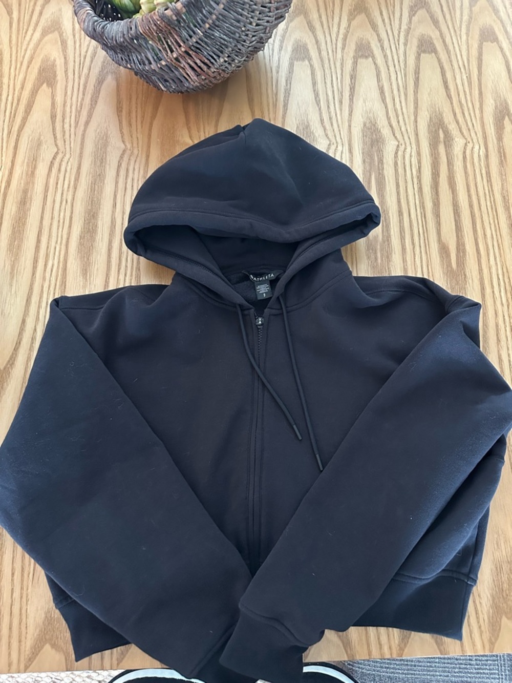 Athleta Black cropped  Full-Zip Hooded Sweatshirt